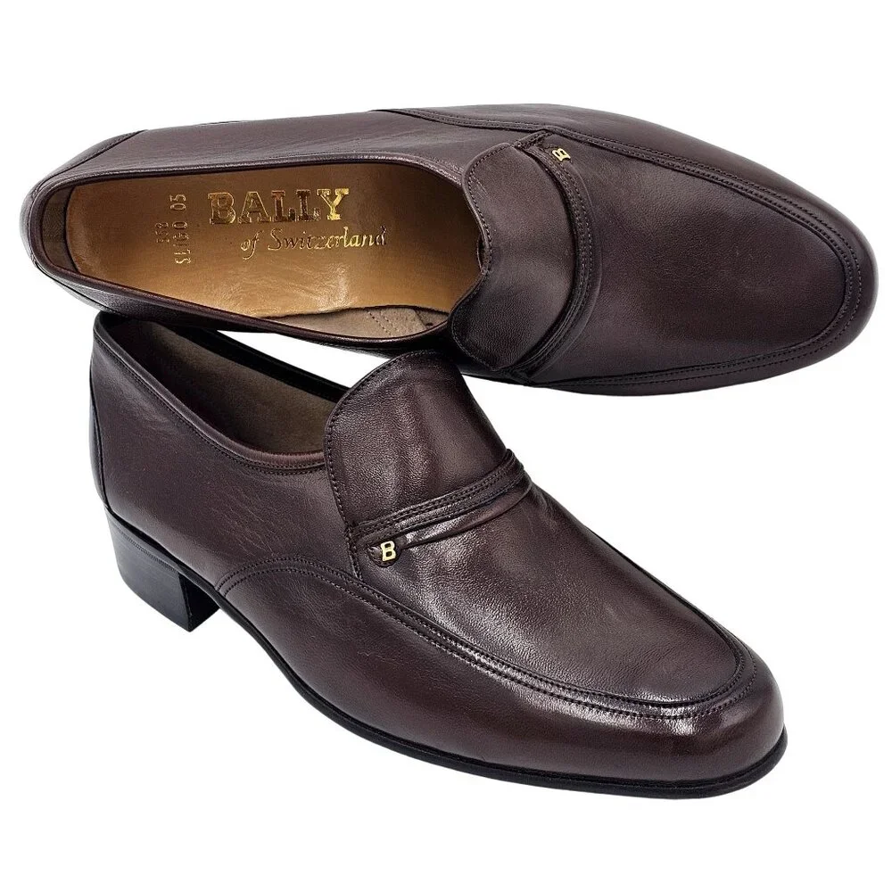 NEW Vintage Bally Men's size 6.5E Brown Calfskin Leather Dress Shoes Bit Loafers - Picture 6 of 15